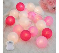 Ciskotu Guirlande Lumineuse Coton Boules Batteries - 3,3M 20 LED Chaîne Lumière Avec Prise pour Chambre Rideau Fête Noël Anniversaire Halloween Mariage Chambre de Bébé Romantique Décor
