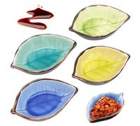 Cisolen 4 Pièces D'Assiettes à Sauce En Céramique En Forme De Feuille Mini Bol Coupelle à Dip Entrée Coupelles à Dessert Pour Sauces Condiments Desserts Fruits Snacks