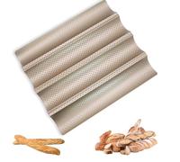Cisolen Moule à Baguette Moule à Pain Français Plaque à Pain Perforée 4 Baguettes Plaque Moule Antiadhésif Cuisson Four pour 4 Baguettes Rainures Vagues Moule à Pain