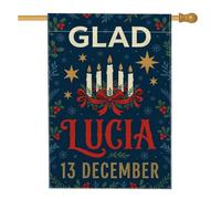 Citation de la fête de Sainte-Lucie Bougies Drapeau Maison 71 x 101 cm | Ruban rouge, drapeau de pelouse, feuilles de houx, tradition scandinave, décoration de jardin d'hiver