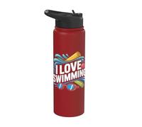 Citation « I Love Swimming Fun Pool Adventure » Stainless Steel Insulated Water Bottle
