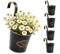 CITÉTOILE Lot de 4 pots de fleurs suspendus pour balcon avec trou de drainage, petits pots de fleurs suspendus en métal, cache-pot de fleurs à suspendre, vintage