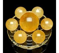 Citrine Seven-Star Array Ornaments Stone Creative Home Decorations Crystal Ball Crafts,Chassis Diameter,15cm