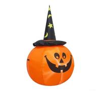 Citrouille Gonflable Halloween Lumineuse 120cm pour chapeau Sorcière | pour chapeau pointu , visage souriant orange, éclairage interne vif, tissu pour durable, 120cm de hauteur