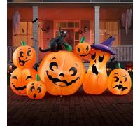 Citrouille gonflable pour Halloween - Décoration de jardin - Longueur : 183 cm - LED intégrées - Prise EU 220–240 V
