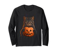 Citrouille Jack O Lantern pour Amoureux des Chats Halloween Manche Longue