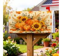 Citrouilles - Housses de boîte aux lettres magnétiques rustiques pour décoration de pelouse, tournesol, blé d'automne, orange, 53,3 x 64,9 cm
