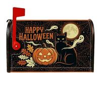Citrouilles Housses magnétiques pour boîte aux lettres - Motif chat et fantôme - Pour Halloween - Noir - 53,3 x 65,5 cm