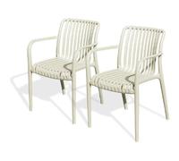 City Garden Fauteuil de jardin Tiago-FT Lot de 2 empilable Sable