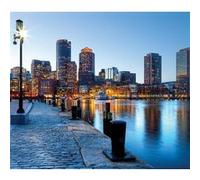City, rideau imprimés fleuve et buildings illuminés 180x160 cm, 2 parts G