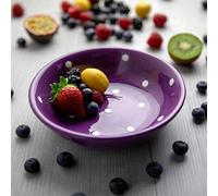 City to Cottage | Assiette creuse Bol à soupe, à céréales, à salade, à pâtes | Violette à pois blancs en céramique faite et peinte à la main | 18,5cm / 400ml