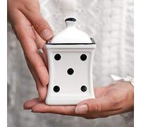 City to Cottage | Jarre de conservation Bocal à herbes, à épices | blanc à pois noirs en céramique avec couvercle fait et peint à la main | Petit 150ml