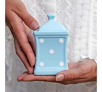 City to Cottage | Jarre de conservation Bocal à herbes, à épices | bleu ciel à pois blancs en céramique avec couvercle fait et peint à la main | Petit 150ml