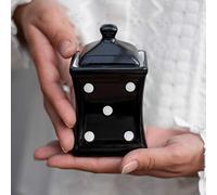 City to Cottage | Jarre de conservation Bocal à herbes, à épices | noir à pois blancs en céramique avec couvercle fait et peint à la main | Petit 150ml
