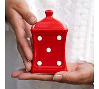 City to Cottage | Jarre de conservation Bocal à herbes, à épices | rouge à pois blancs en céramique avec couvercle fait et peint à la main | Petit 150ml