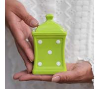 City to Cottage | Jarre de conservation Bocal à herbes, à épices | vert pomme à pois blancs en céramique avec couvercle fait et peint à la main | Petit 150ml