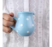 City to Cottage | Pot à lait Saucière | bleu ciel à pois blancs en céramique fait et peint à la main