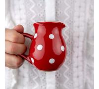 City to Cottage | Pot à lait Saucière | rouge à pois blancs en céramique fait et peint à la main