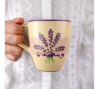 City to Cottage | Tasse Mug à café, à thé, chocolat chaud | beige à motif lavande en céramique avec grande anse faite et peinte à la main | 300ml