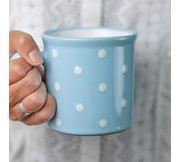 City to Cottage Tasse Mug à café, à thé, chocolat chaud bleue ciel à pois blancs en céramique faite et peinte à la main céramique avec anse faite et peinte à la main, Très grande 500ml
