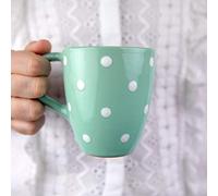 City to Cottage | Tasse Mug à café, à thé, chocolat chaud | bleue turquoise à pois blancs en céramique avec grande anse faite et peinte à la main | 300ml
