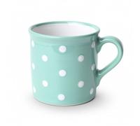 City to Cottage | Tasse Mug à café, à thé, chocolat chaud | bleue turquoise à pois blancs en céramique avec anse faite et peinte à la main | Très grande 500ml