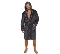 CityComfort Peignoir Homme Chaud en Polaire | Robe De Chambre à Capuche Longue Coupe Élégante avec Passepoil Contrasté | Peignoirs De Bain Confort Ultra Doux | Cadeau Homme Chic (2XL, Gris Foncé)