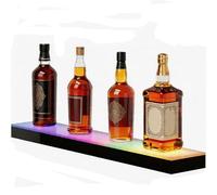 Cityjoy Présentoir à bouteilles de liqueur à 1 niveau avec éclairage LED, mini étagère compacte éclairée par USB, peut contenir plus de 18 bouteilles avec télécommande RF, 7 couleurs et mode musique