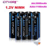 CITYORK 4-8PCS 1.2V Piles rechargeables Ni-MH AA AAA Batterie AA 3000mAh AAA 1100mAh Piles NIMH pour jouet, appareil photo, clavier 2A 3A 16AA