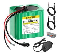 CITYORK Batterie Li-ion 24 V 4000 mAh - Idéal pour le bricolage, les lampes solaires, les caméras de surveillance, les haut-parleurs et les pulvérisateurs, avec chargeur, câble d'extension et