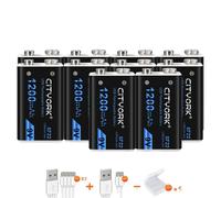 CITYORK Batterie rechargeable 9V, capacité 1200mAh, connecteur de charge Micro USB, 10pcs
