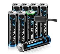 CITYORK Lot de 8 piles rechargeables USB-C AAA au lithium 1,5 V 1200 mWh avec câble de charge USB 4 en 1