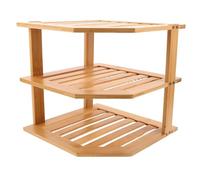CIYODO Étagère Range-Assiettes d'angle en Bambou à 3 Couches, Optimisation d'Espace pour Meuble de Rangement de Cuisine et Panier