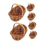CIYODO Lot de 6 Mini Paniers Osier Tressés Main en Rotin avec Anses, Panier Osier Polyvalent pour Rangement et Décoration, Design Rétro Élégant pour Activités de Jardinage