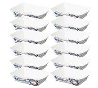 CIYODO Plateaux Alimentaires Jetables Pratiques et Créatifs Lot de 25 en Carton Blanc de Petits Bateaux pour Fêtes et Restaurants