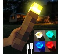 CJBIN Wall Torch Nightlight, Craft Torch Lamp avec 4 Couleurs, LED Mcers Nightlight, Lampe de Chevet avec USB Rechargeable, 3D Lampe pour Cosplay Jouets Cadeaux