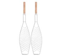 CJCSM Panier de Poisson grillé 1/2/4 pièces, Barbecue Portable en Acier Inoxydable, Poisson, légumes, crevettes