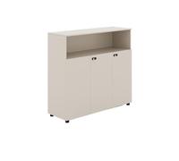 CJHFR472SG Armoire de Rangement Bureau Gris et Blanc à Trois Portes avec cloison de Rangement, Armoire Basse en Bois Serrure for Le des données Bureau