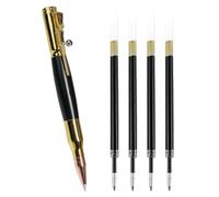 CJMUQHEHH 1 Bolt Action Stylo à Bille, Premium Stylo D'écriture de Bureau Rétractable avec 4 Recharge, Métal Stylo pour Signature Office School Business Pen pour Homme et Femme, Or, 0.7mm