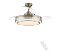 CJOY 107 cm Ventilateur de Plafond Pale Retractable avec Télécommande, Ventilateur Plafond avec Lumiere Dimmable, Silencieux DC Réversible, 6 Vitesses, Minuterie, Argent