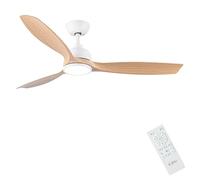 CJOY Ventilateur Plafond avec Lumiere 132cm avec Telecommande Bois | 6 Vitesses, Minuterie, 3 CCT Dimmable, Silencieux Réversibles CC, Mémoire Fonction, Mode Veille, 3 Pale