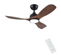 CJOY Ventilateur Plafond avec Lumiere Silencieux Bois 107cm | Ventilateur Plafond avec Telecommande, 6 Vitesse, Minuterie, LED Dimmable, Réversibles CC, 3 Pale Ventilateur Plafond Chambre