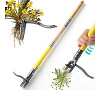CJYMMFAN Désherbeur Manuel Extracteur de Mauvaises Herbes, Outil de Désherbage Debout 109 cm à Long Manche et Système d'Éjection, Arrache-Racines 4 Griffes, Cadeau Jardinage