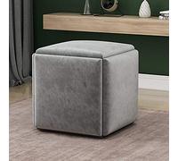 ckable Ottoman carré 5 en 1 Tabouret cube polyvalent Repose-pieds et pouf pour salon et chambre à coucher et motif multi-usages en fourrure