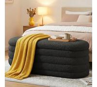 Ckaff Banc Bout de lit Banquette, Coffre de Rangement Ottomane Repose-Pieds Rembourré Pouf Pliable Banc de Chaussures 115 x 45 x 46 cm, Repose-Pieds pour Entrée Salon Chambre à Coucher, Sherpa, Noir