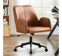 Ckaff Chaise de Bureau, Fauteuil Bureau Ergonomique en Cuir PU, Chaise de Travail avec Siège Pivotant, Dossier Inclinable et Hauteur Réglable, Chaises d' Ordinateur pour Bureau Chambre, Brun
