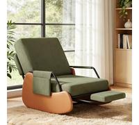 Ckaff Fauteuil à Bascule avec Repose-Pieds, Fauteuil Allaitement avec Dossier Réglable, Rocking Chair Inclinable Rembourré avec Poches Latérales pour Salon et Chambre, Vert