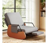 Ckaff Fauteuil à Bascule avec Repose-Pieds, Fauteuil Allaitement avec Dossier Réglable, Rocking Chair Inclinable Rembourré avec Poches Latérales pour Salon et Chambre, Gris Foncé