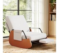 Ckaff Fauteuil à Bascule avec Repose-Pieds, Fauteuil Allaitement avec Poches Latérales, Rocking Chair Inclinable Rembourré avec Dossier Réglable pour Salon et Chambre, Blanc