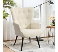 Ckaff Fauteuil Salon Relax, Fauteuil Scandinave Moelleux en Sherpa Boucé, Chaise Bouclette avec Accoudoirs & Dossier Ergonomique pour Salle à Manger, Salon, Chambre, Siege Bureau, Allaitement, Blanc